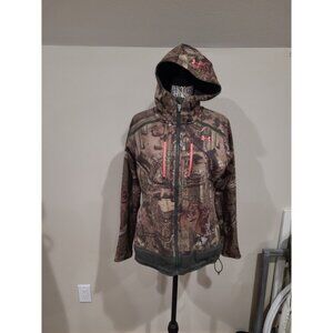 Under Armour Women SZ M Storm Scent Control hooded Hunting Jacket camo & pink